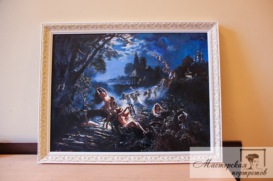 Репродукция картины Маковского - Русалки (60х80 см) (с прорисовкой маслом)