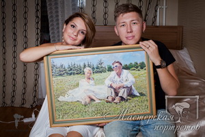 Картина по свадебной фотографии подарена Степану Ледкову и его супруге